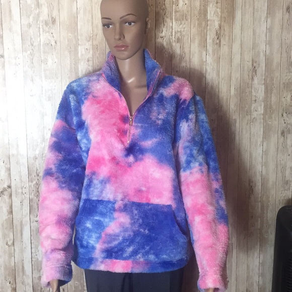 TIE DYE FAUX FUR SHERPA PULLOVER - Picture 4 of 9